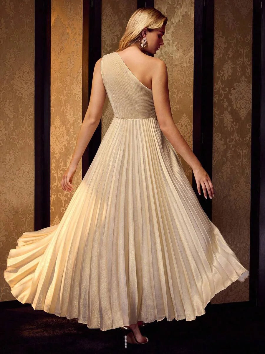 Soiréza ONE SHOULDER PLEATED ASYMMETRICAL HEM COCKTAIL DRESS