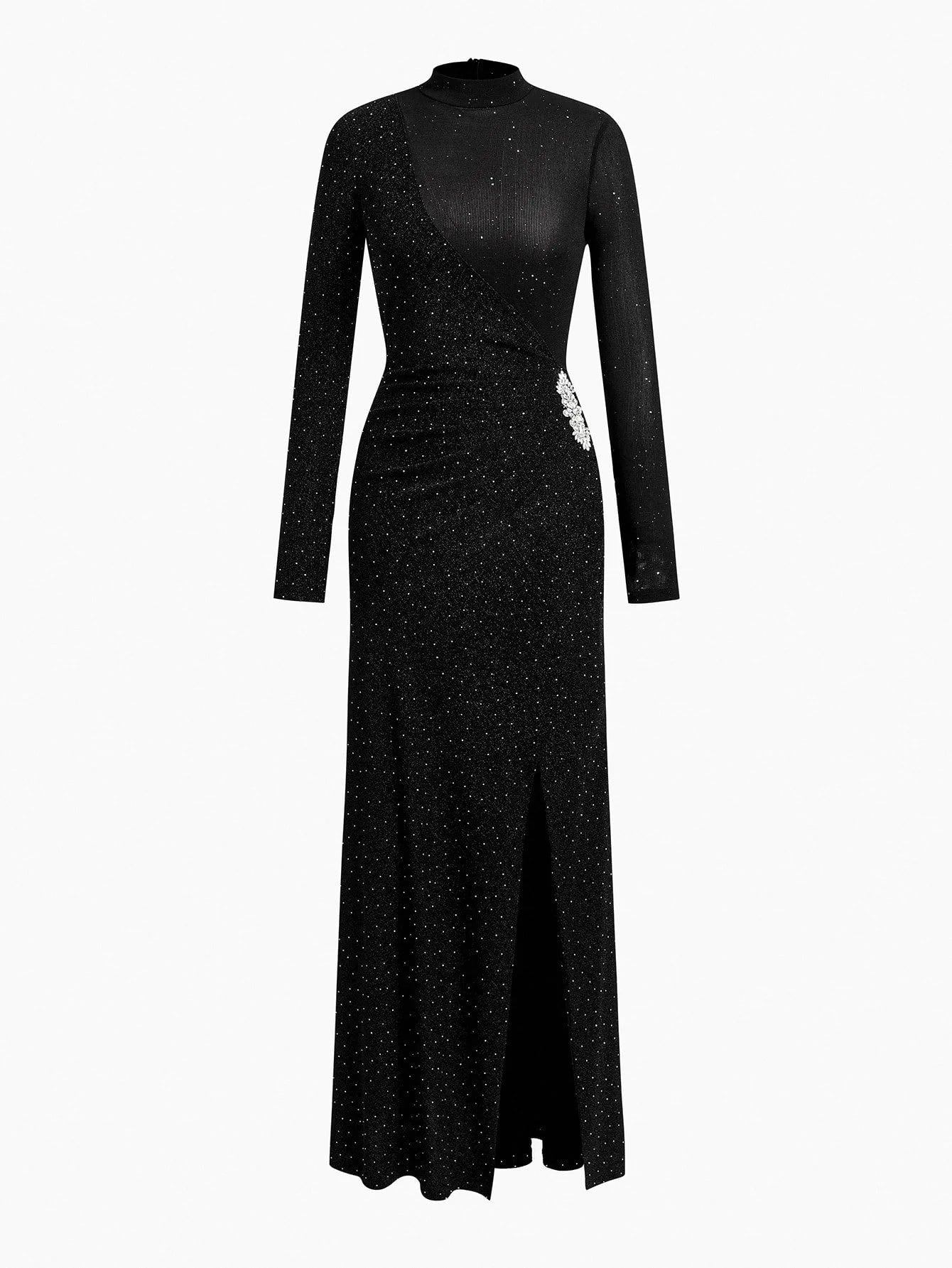 Soiréza RHINESTONE DECOR SPLIT HEM COCKTAIL DRESS PARTY