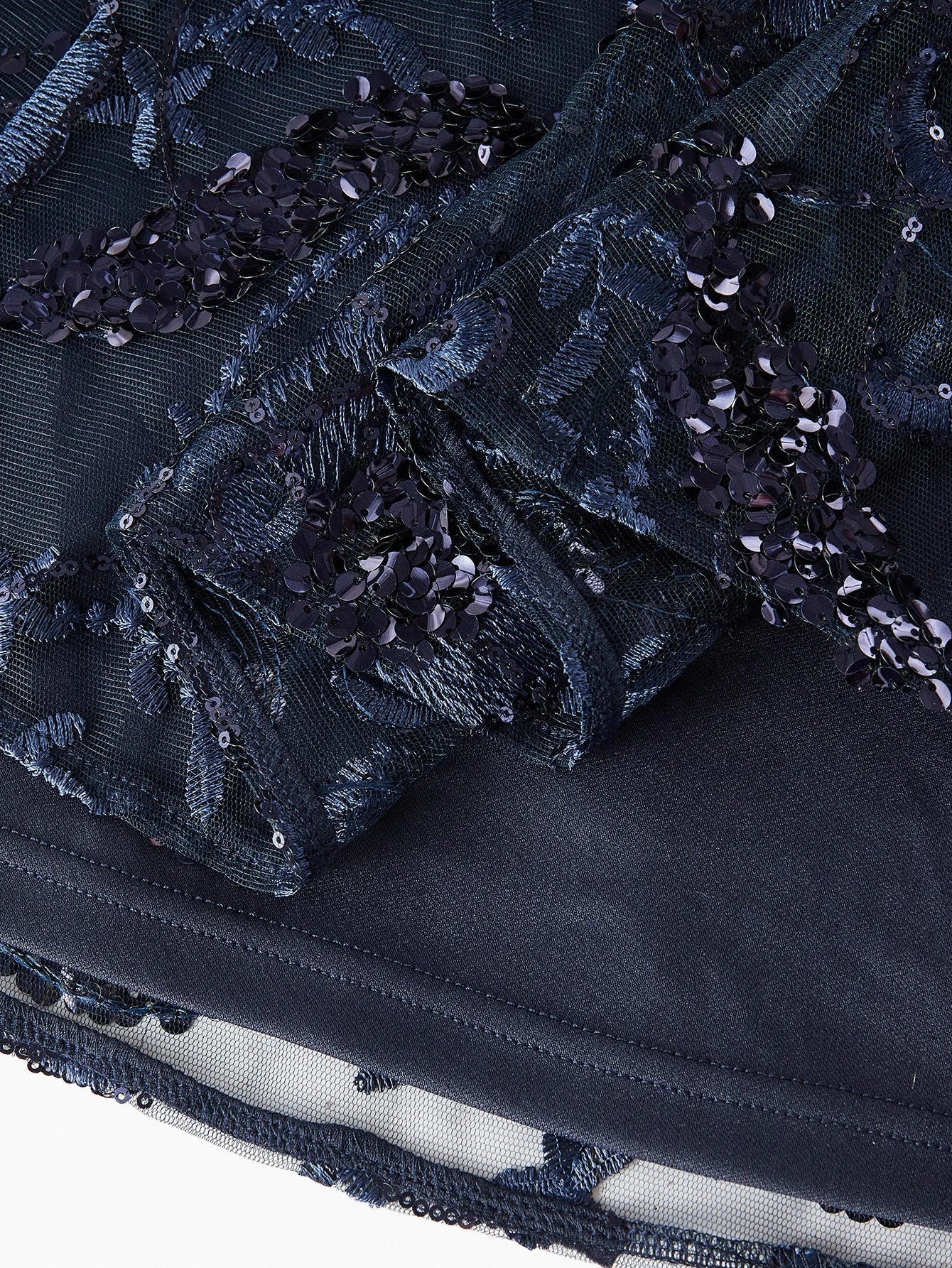 Soiréza RUFFLE DETAIL EMBROIDERY FLORAL CONTRAST SEQUINS COCKTAIL DRESS