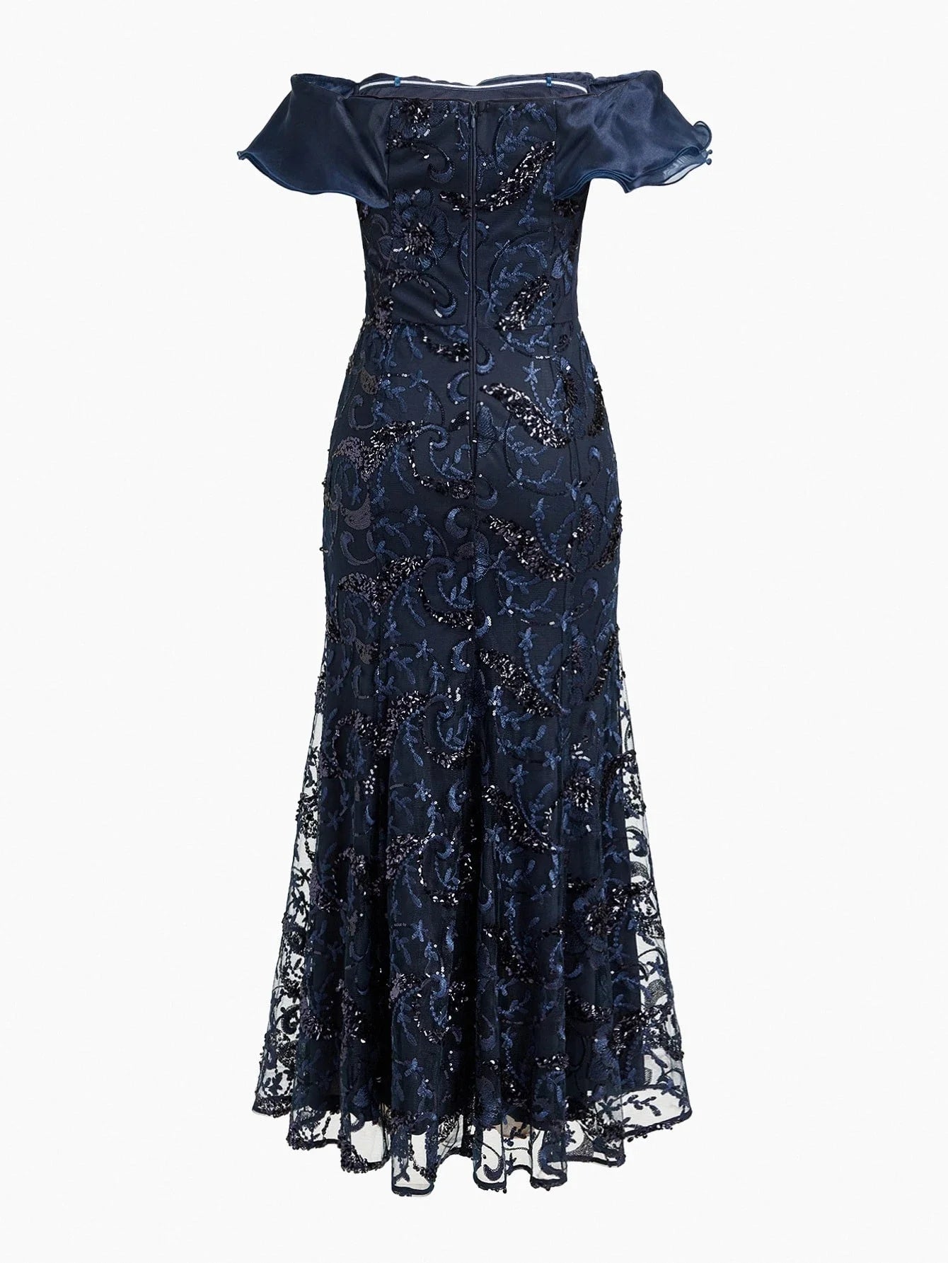 Soiréza RUFFLE DETAIL EMBROIDERY FLORAL CONTRAST SEQUINS COCKTAIL DRESS