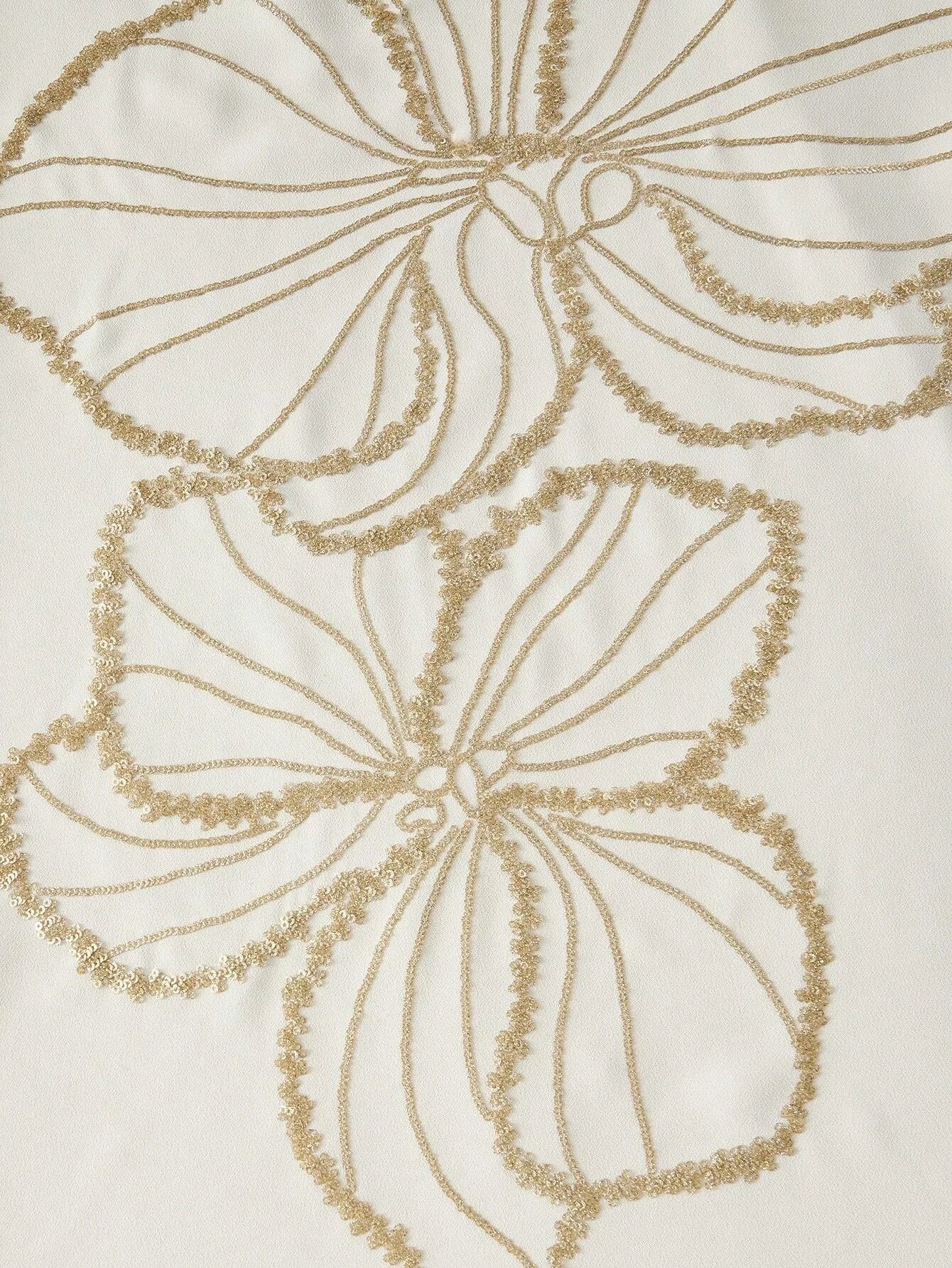 Soiréza SEQUIN FLORAL PATTERN VNECK CUTOUT WAIST COCKTAIL DRESS