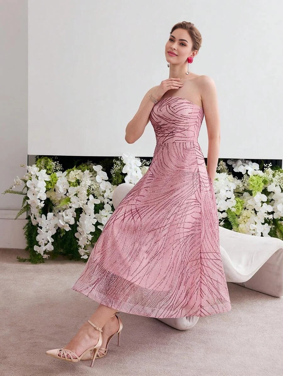 Soiréza SEQUIN STRAPLESS COCKTAIL DRESS