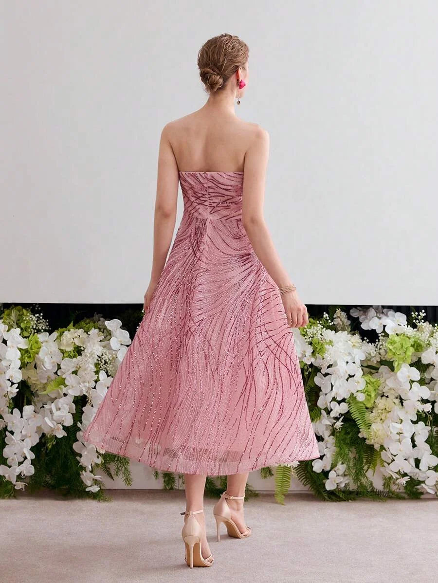 Soiréza SEQUIN STRAPLESS COCKTAIL DRESS