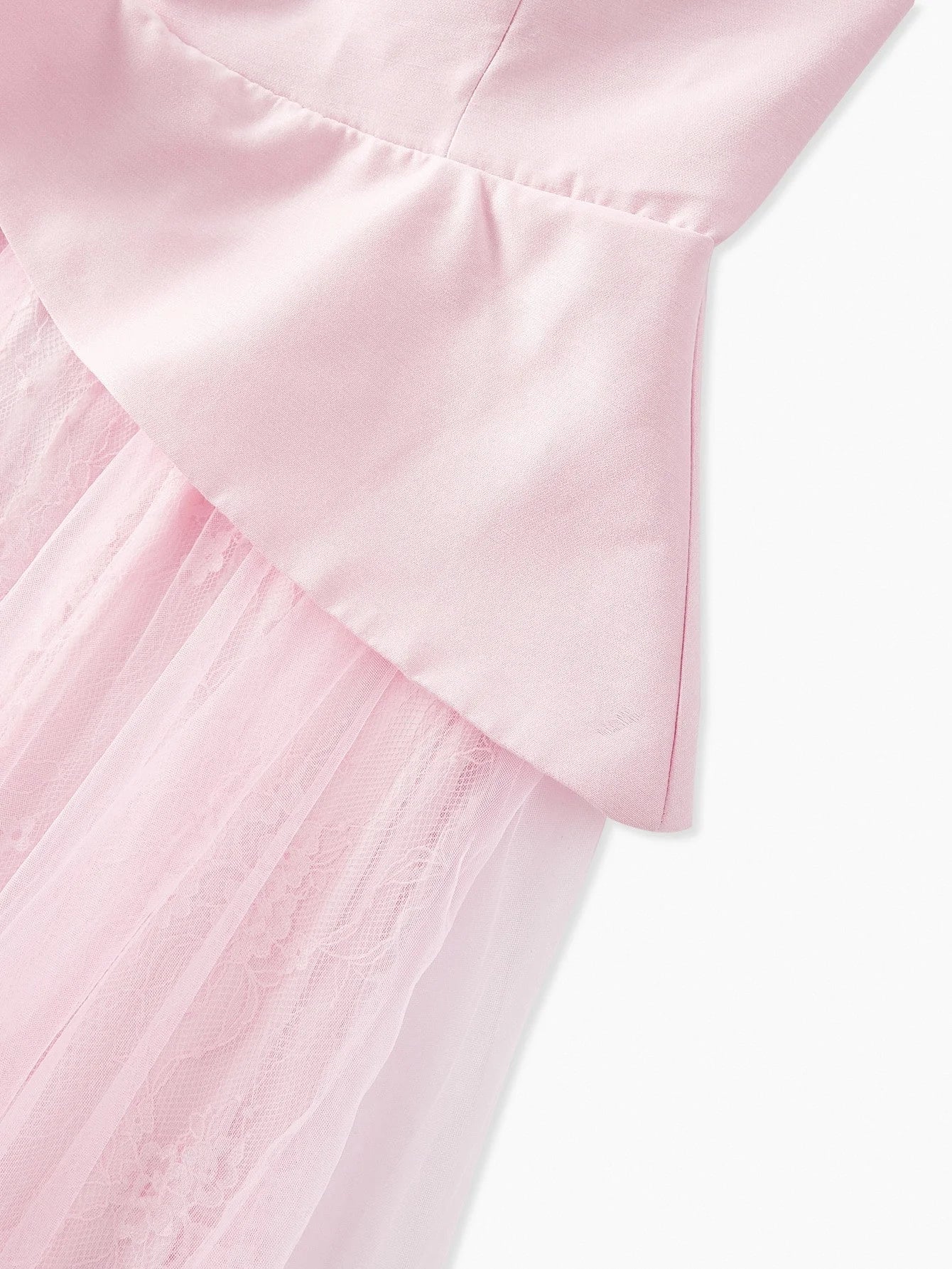 Soiréza SHEER MESH ASYMMETRICAL SHOULDER PEPLUM WAIST LACE FLARE HEM COCKTAIL DRESS