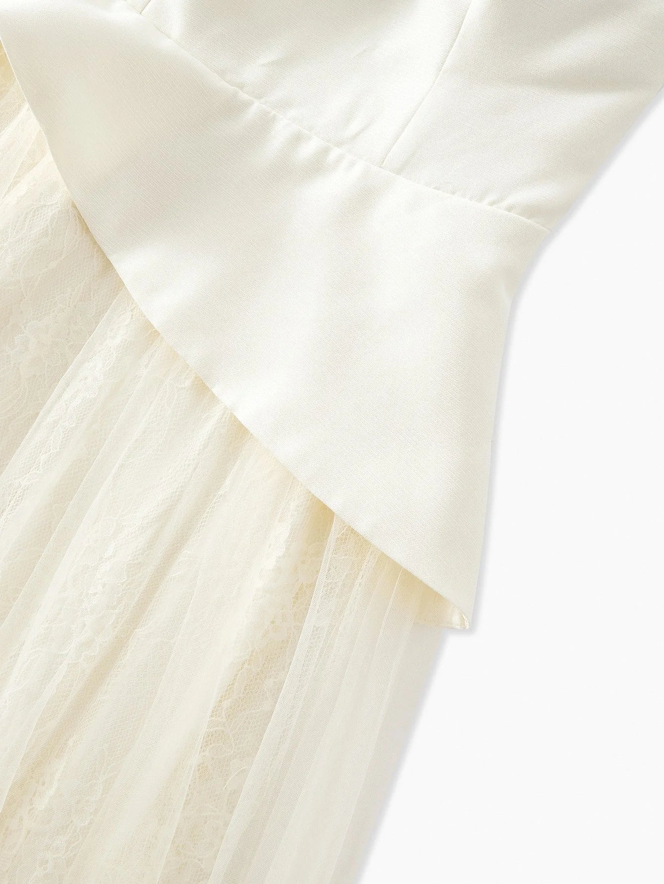 Soiréza SHEER MESH ASYMMETRICAL SHOULDER PEPLUM WAIST LACE FLARE HEM COCKTAIL DRESS