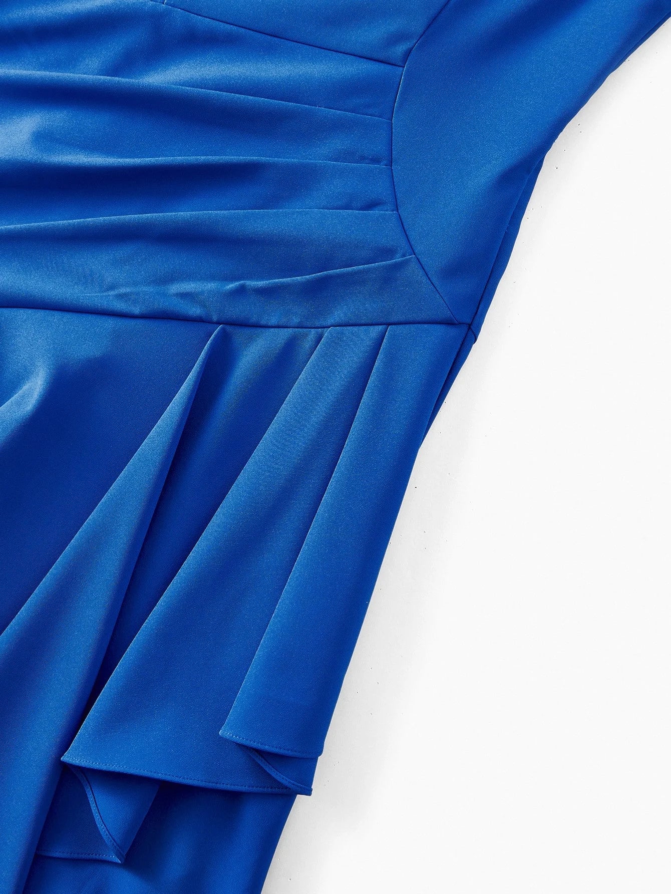 Soiréza SOLID BOAT NECK RUCHED WAIST ASYMMETRICAL FLOWY HEM COCKTAIL DRESS