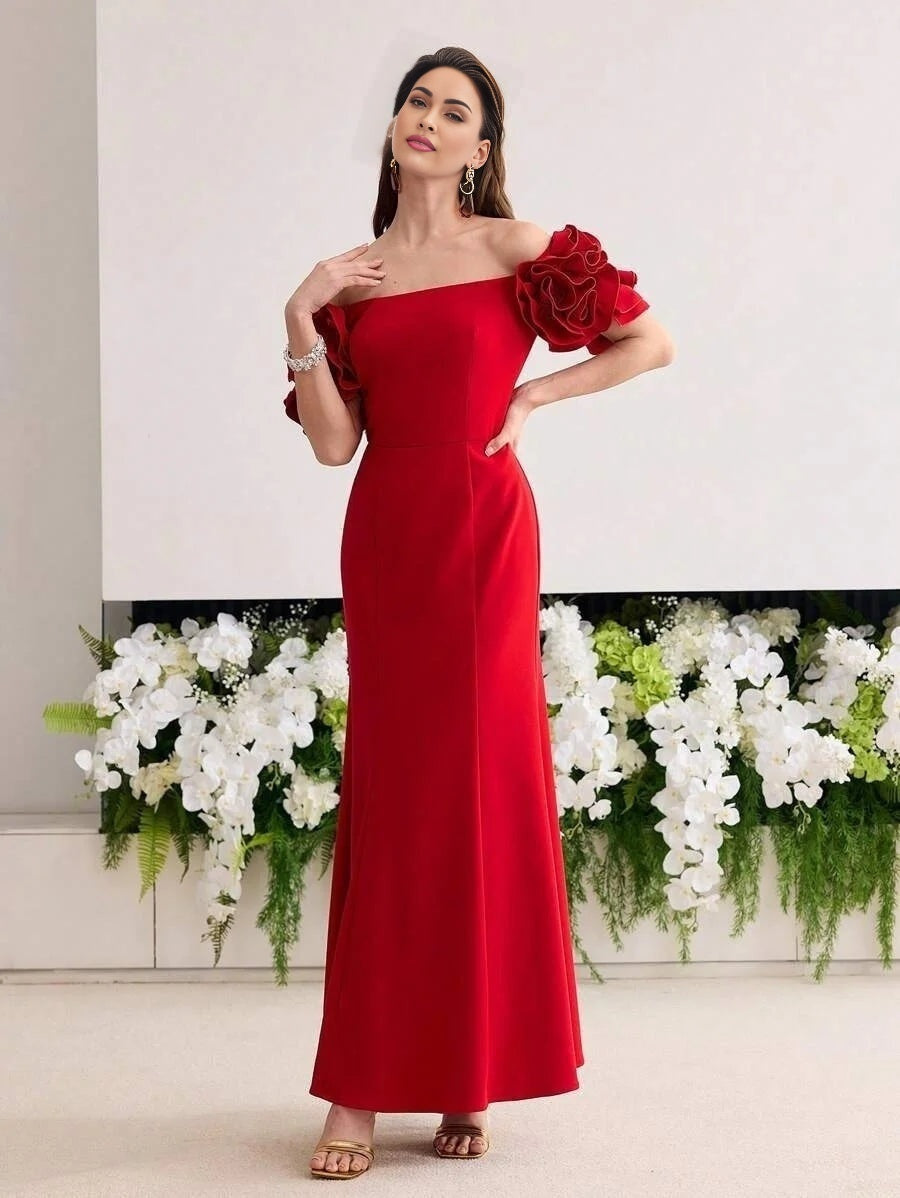 Soiréza STEREO FLORAL OFF SHOULDER COCKTAIL DRESS