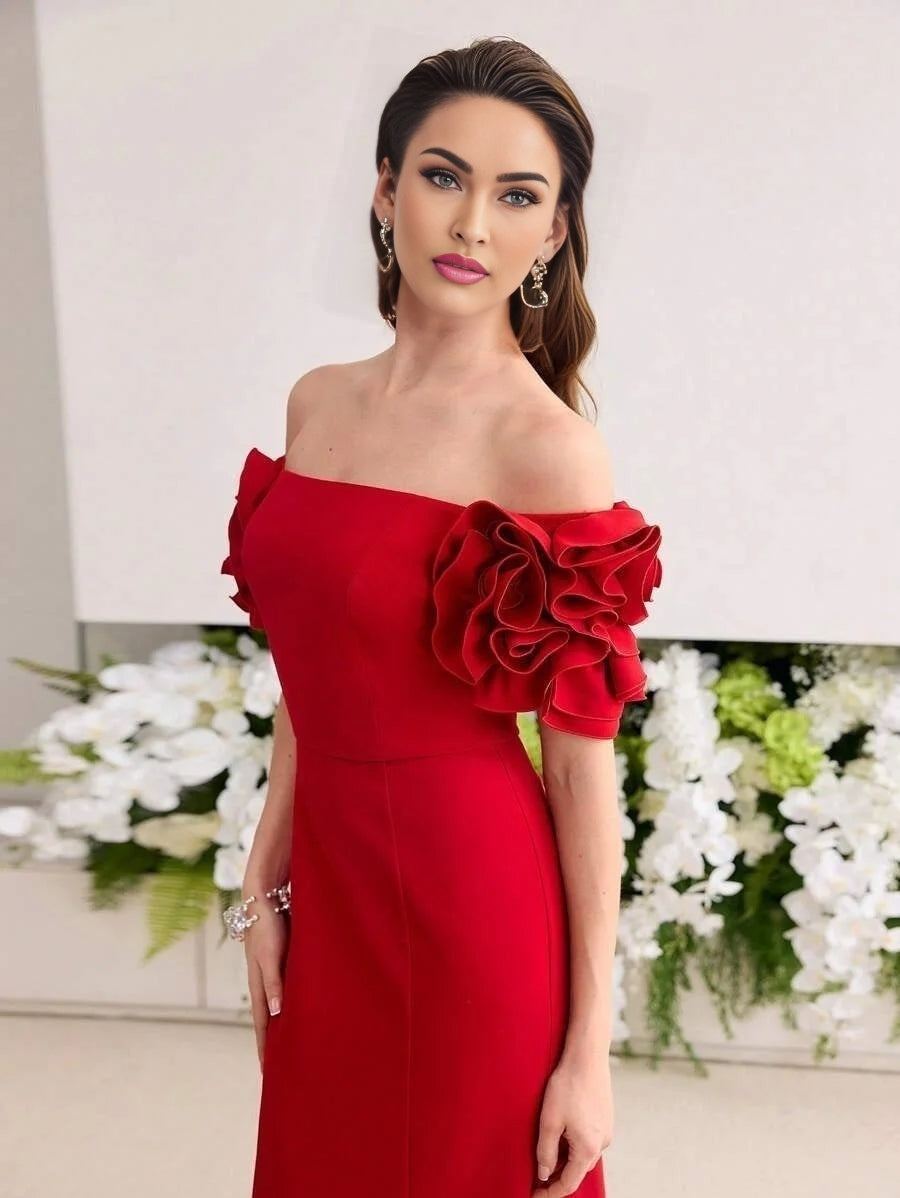 Soiréza STEREO FLORAL OFF SHOULDER COCKTAIL DRESS