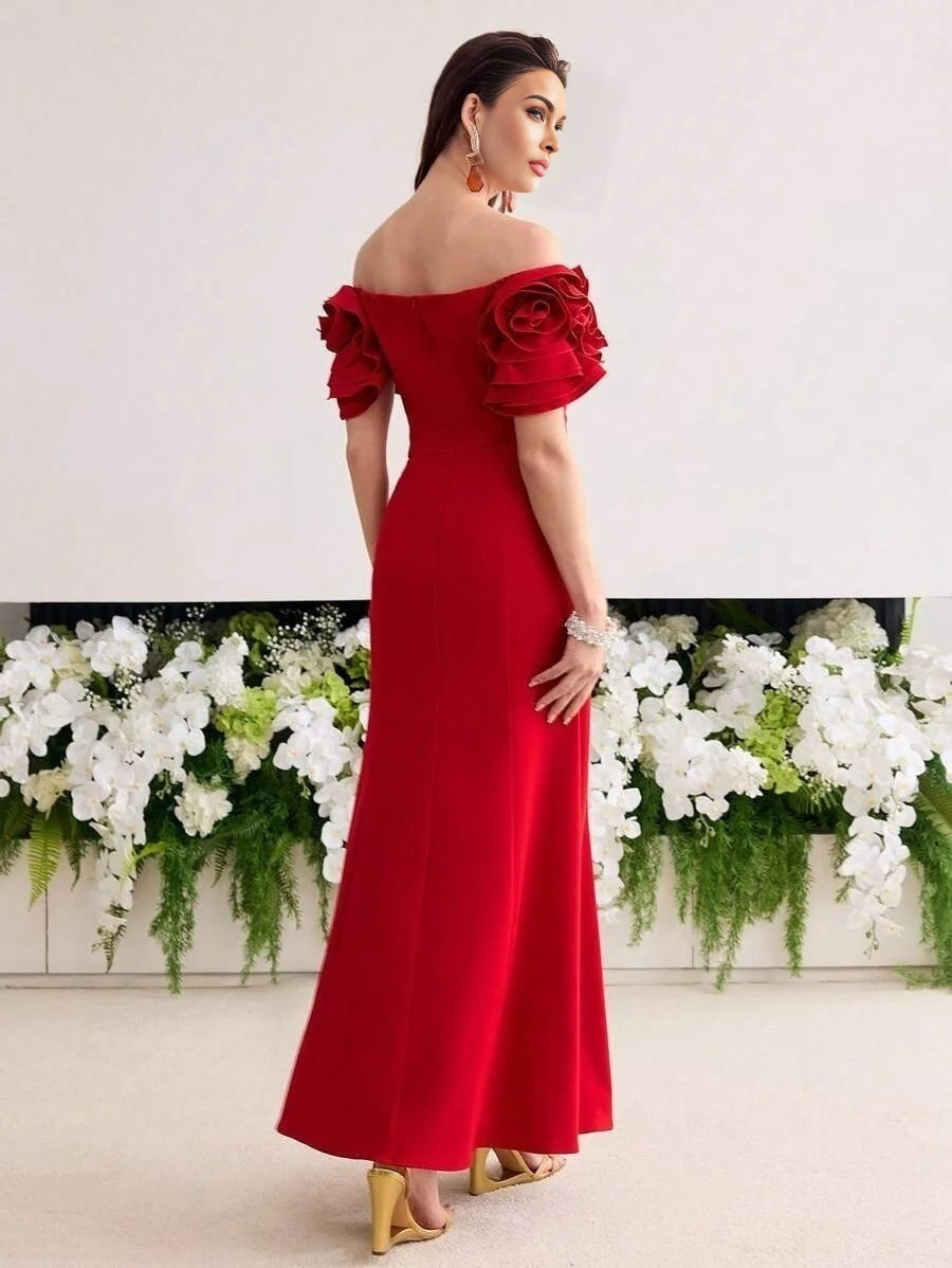 Soiréza STEREO FLORAL OFF SHOULDER COCKTAIL DRESS