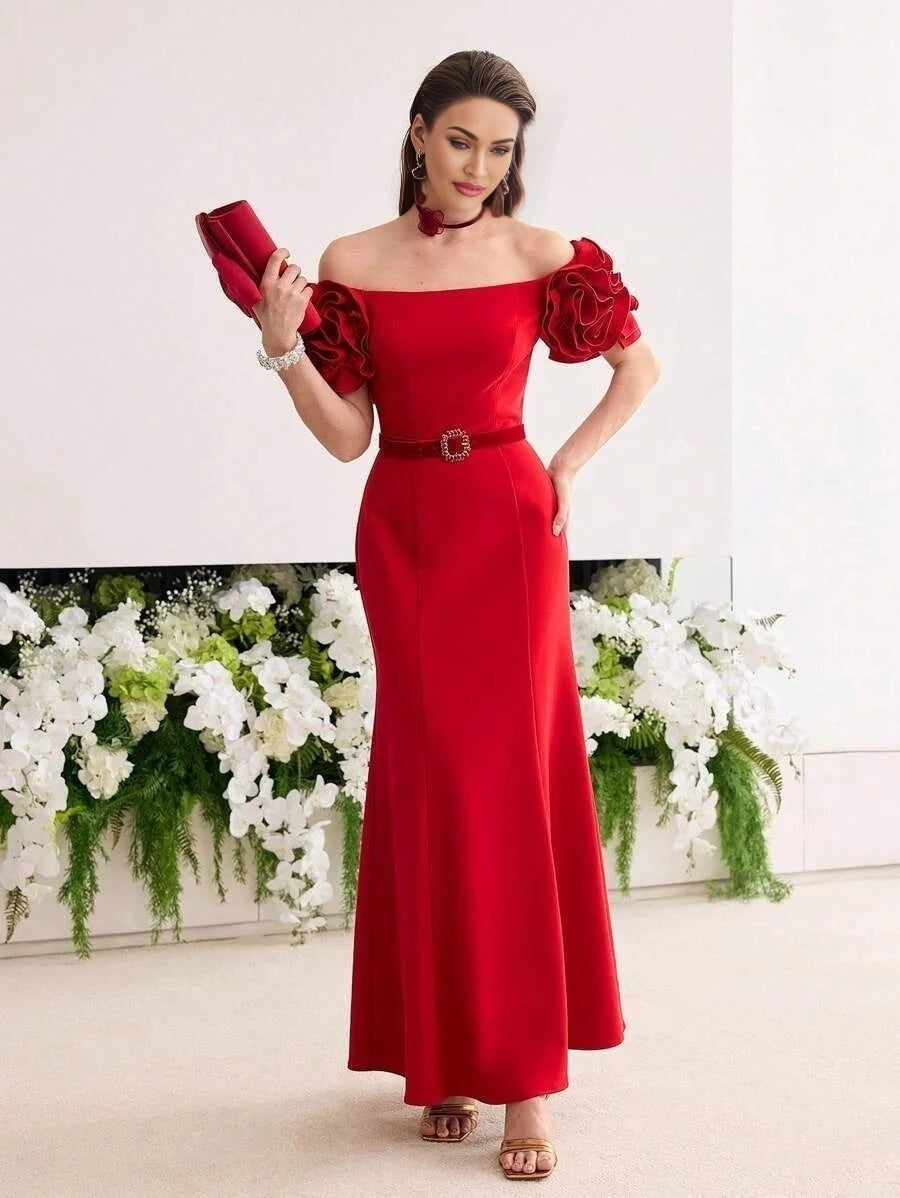 Soiréza STEREO FLORAL OFF SHOULDER COCKTAIL DRESS