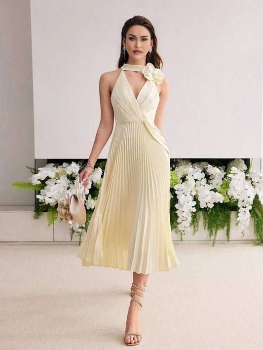 Soiréza STEREO FLORAL PLEATED COCKTAIL DRESS