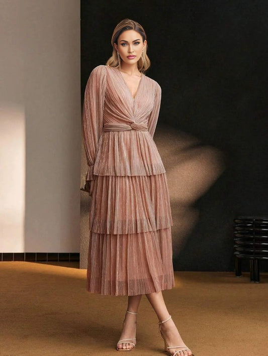 Soiréza TEXTURED TWIST FRONT COCKTAIL DRESS