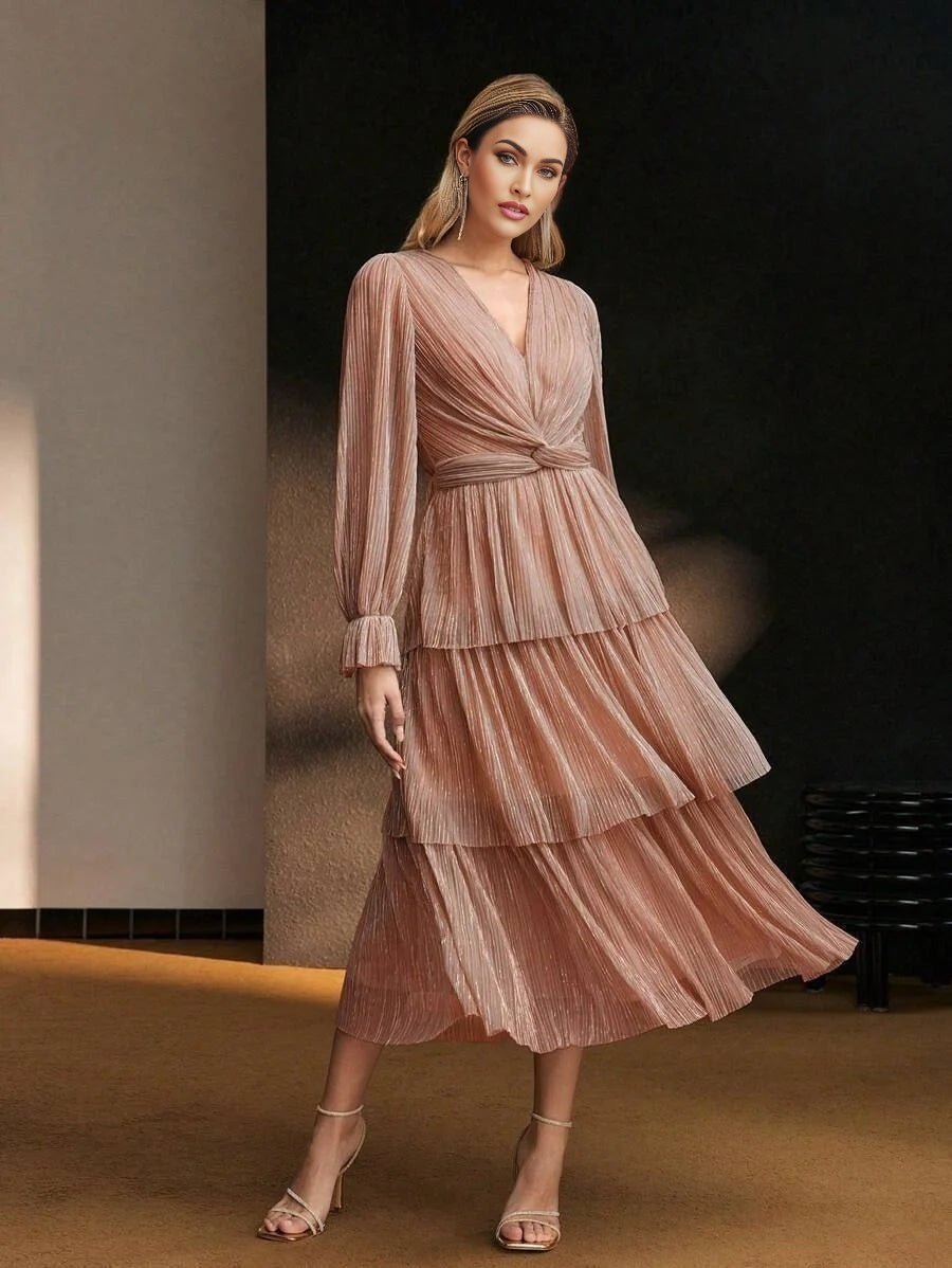 Soiréza TEXTURED TWIST FRONT COCKTAIL DRESS