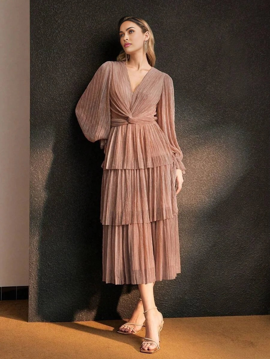 Soiréza TEXTURED TWIST FRONT COCKTAIL DRESS