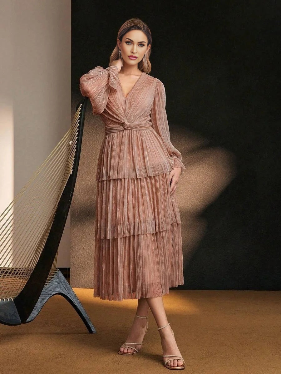 Soiréza TEXTURED TWIST FRONT COCKTAIL DRESS