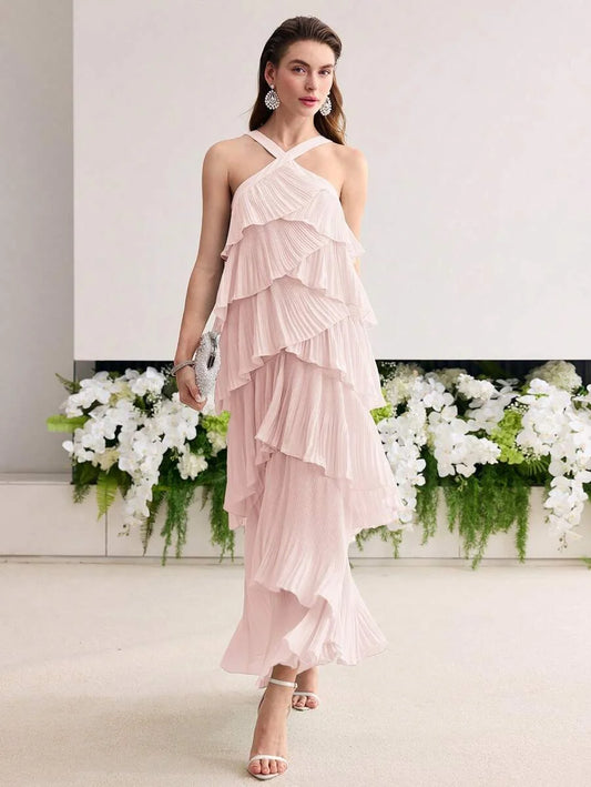 Soiréza TIERED LAYER ZIPPER DRESS