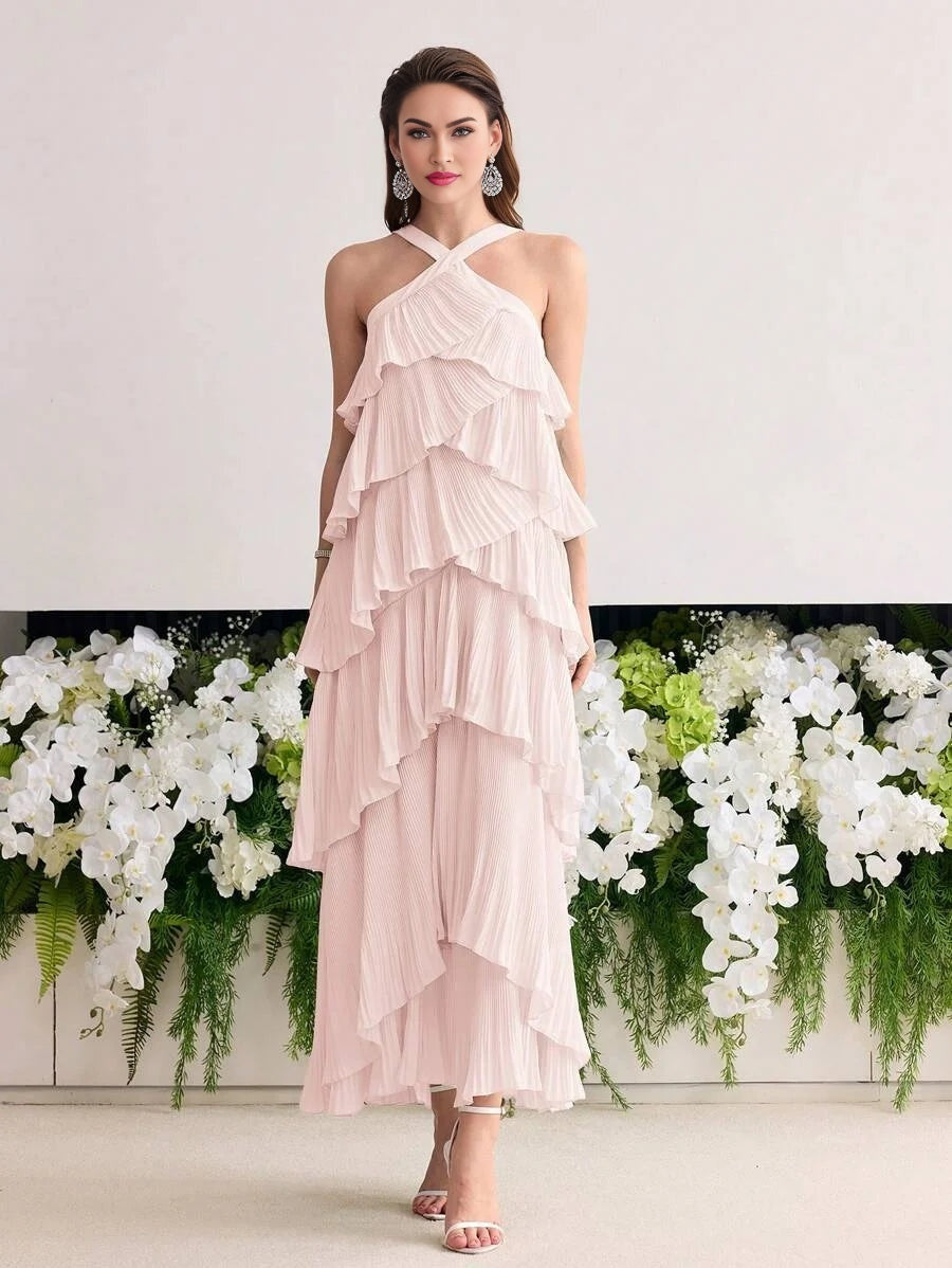 Soiréza TIERED LAYER ZIPPER DRESS