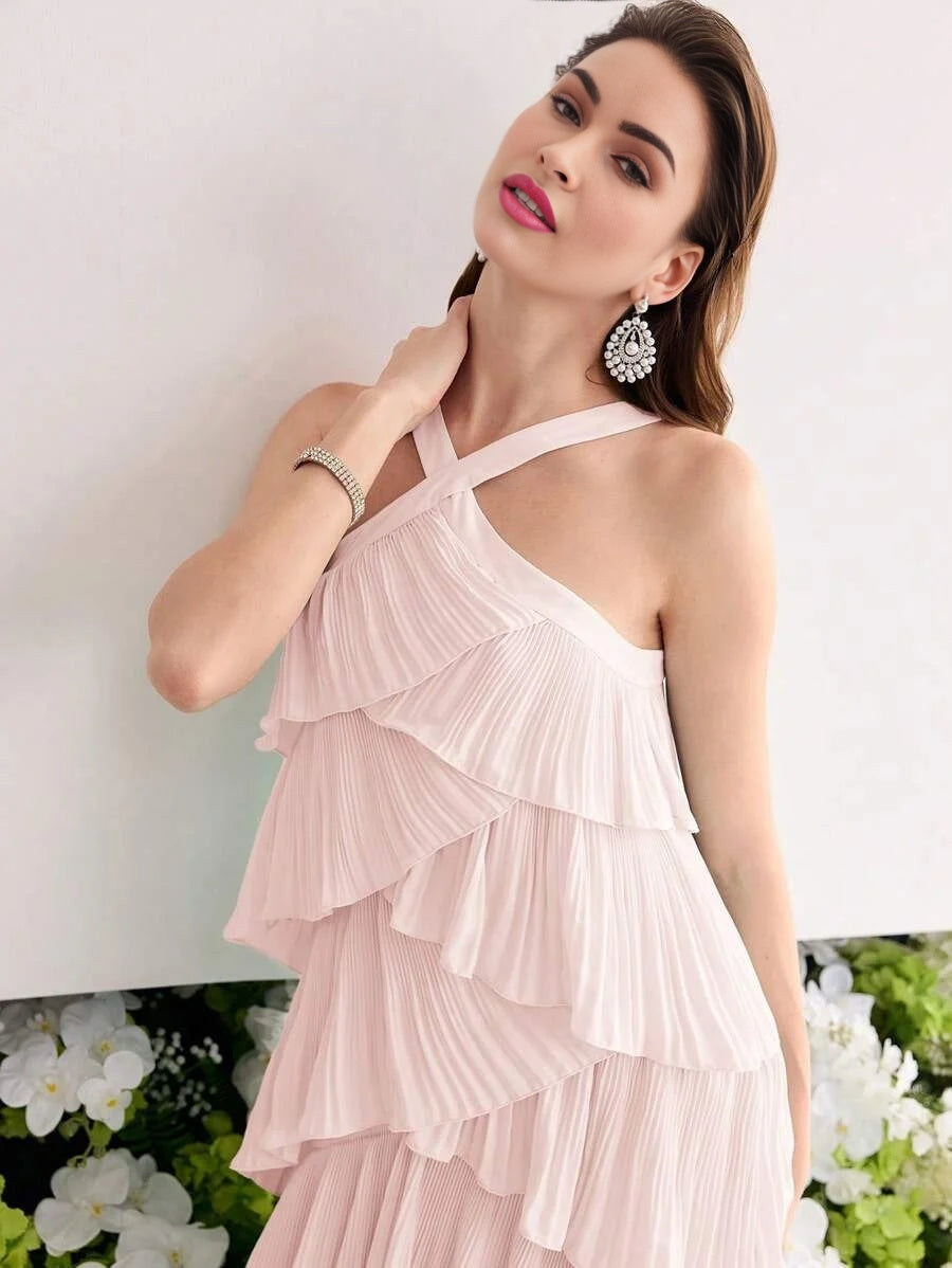 Soiréza TIERED LAYER ZIPPER DRESS