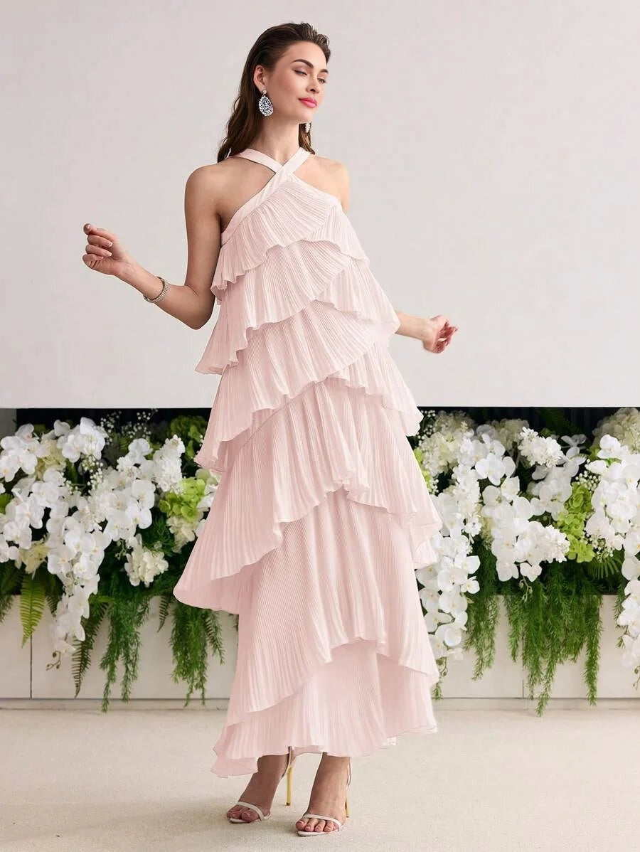 Soiréza TIERED LAYER ZIPPER DRESS