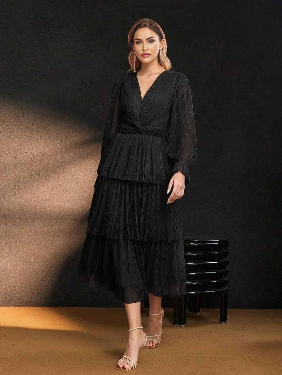 Soiréza TWIST TIERED LAYER COCKTAIL DRESS