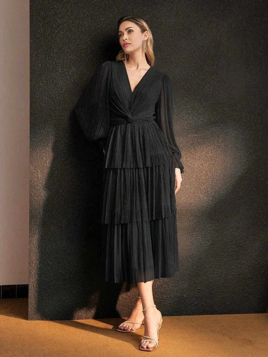 Soiréza TWIST TIERED LAYER COCKTAIL DRESS