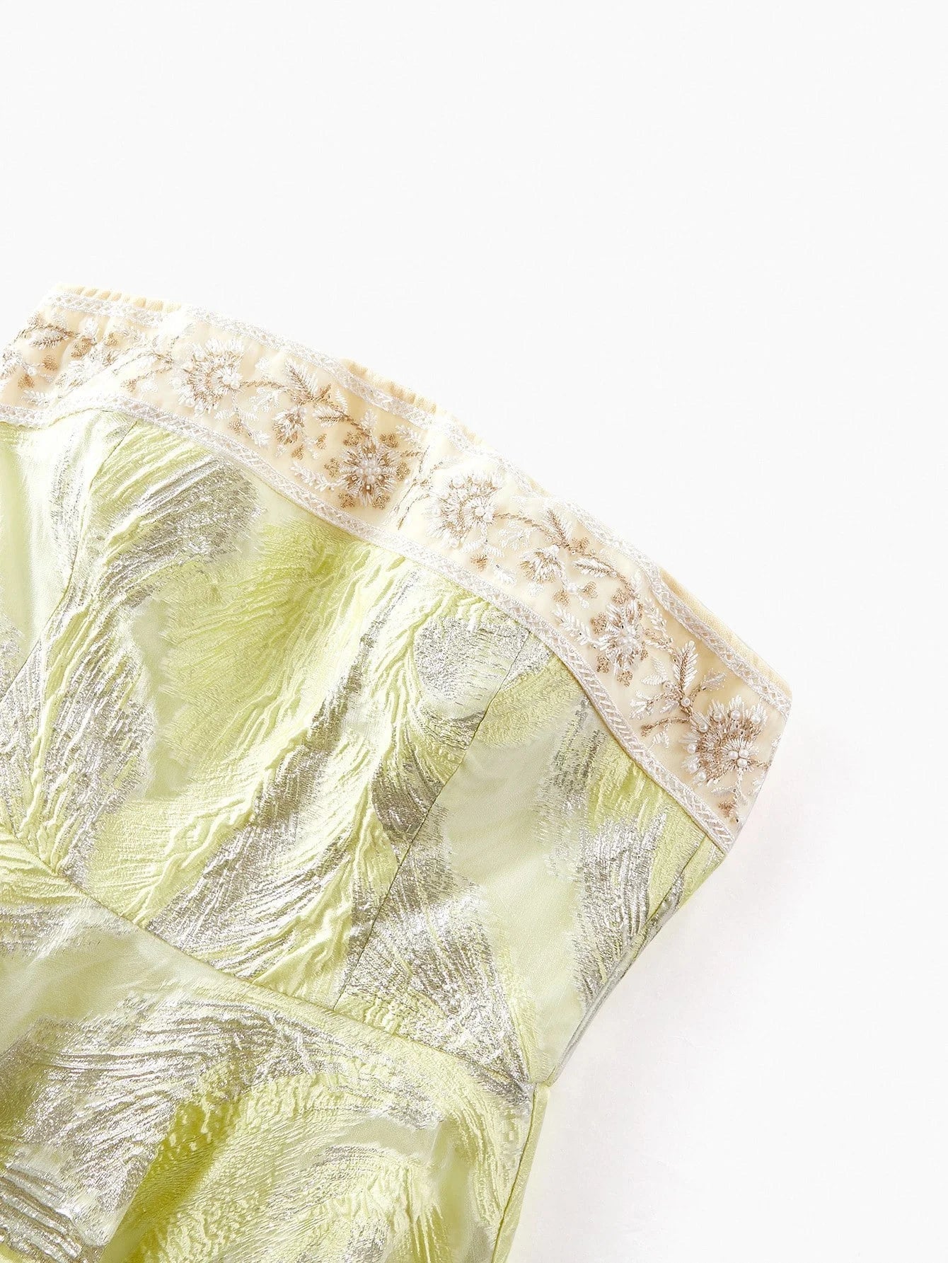 Soiréza WOMENS JACQUARD EMBROIDERED BANDEAU PATCHWORK FLARE HEM CEREMONIAL COCKTAIL TUBE DRESS