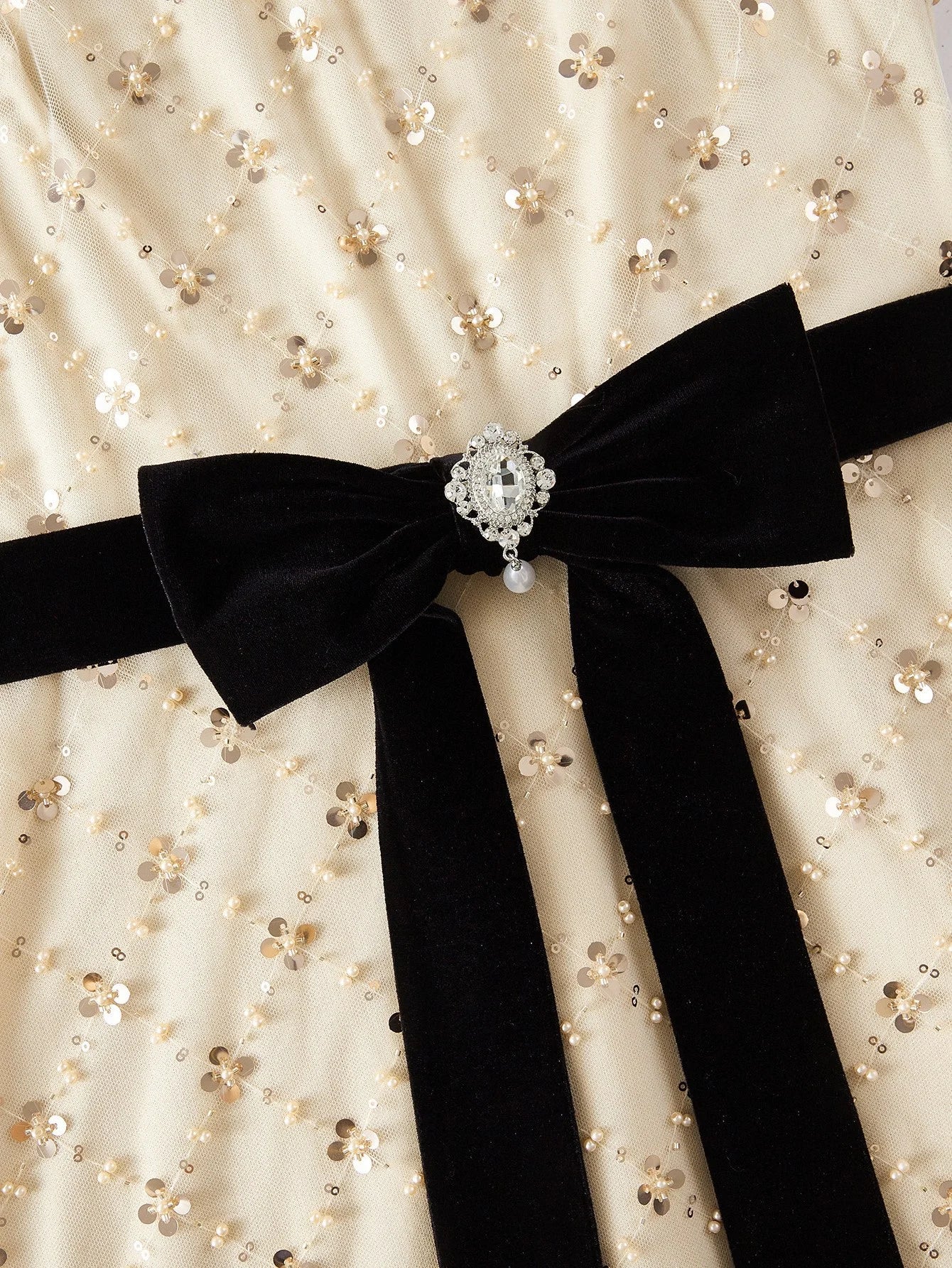 Soiréza WOMENS MESH SEQUINS MESH OVERLAY BOW WAIST FORMAL COCKTAIL DRESS