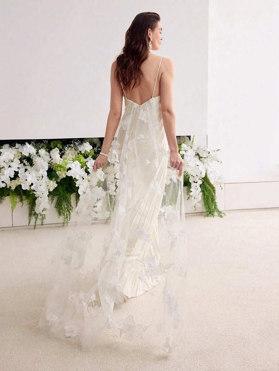 Soiréza WOMENS PLEATED LACE PATCHWORK MAXI FORMAL DRESS