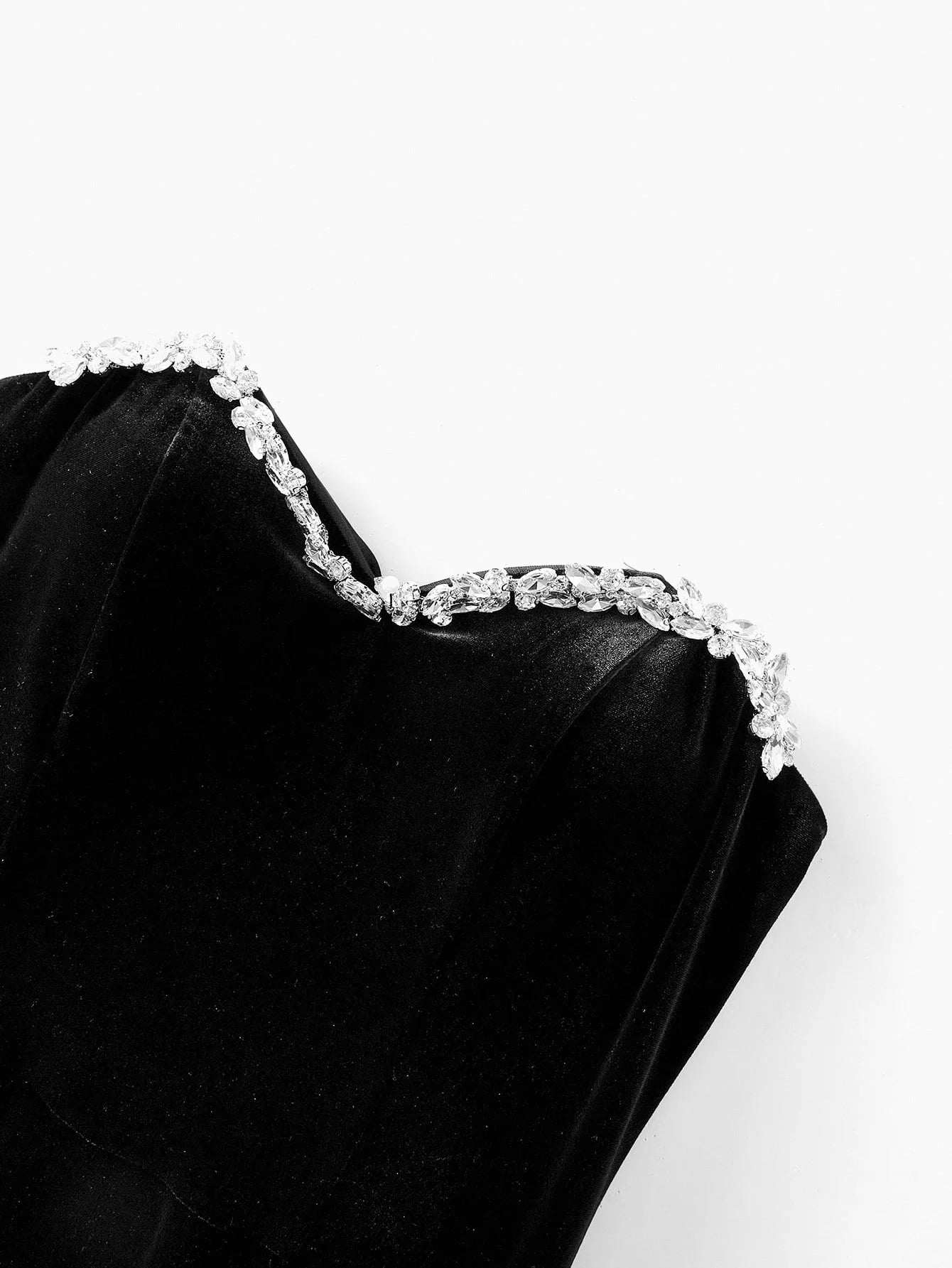 Soiréza WOMENS VELVET BRALETTE RHINESTONE DECOR COCKTAIL DRESS