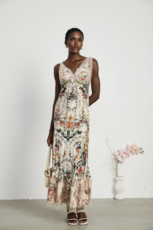 Solada embellished floralprint maxi dress