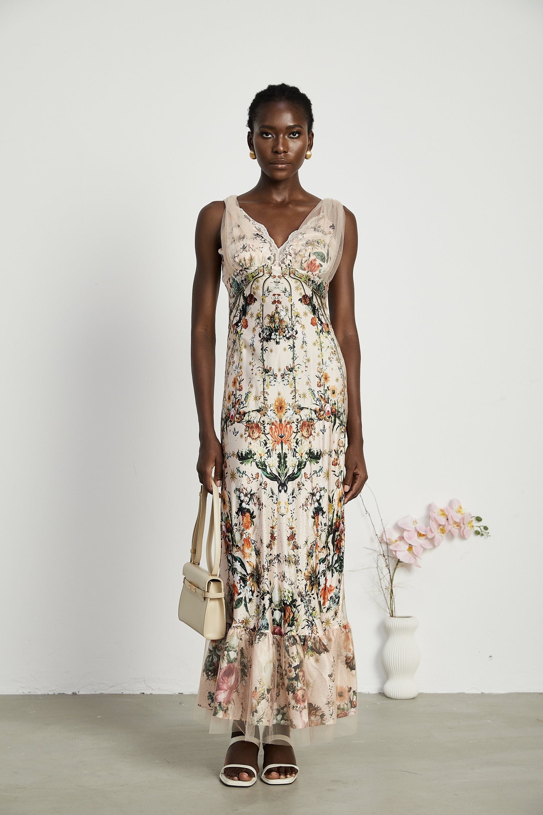 Solada embellished floralprint maxi dress