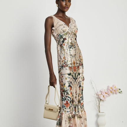 Solada embellished floralprint maxi dress