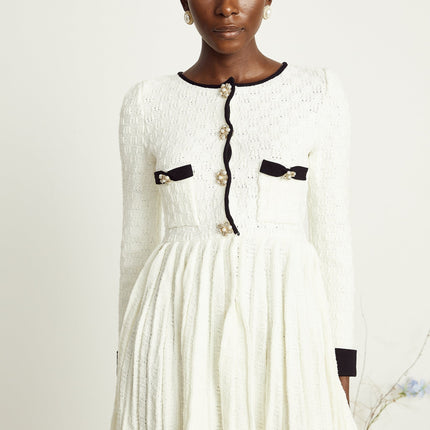 Solange white knitted pleated mini dress