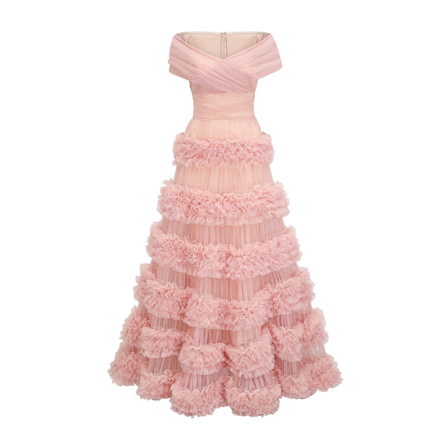 Solène pink tiered maxi dress