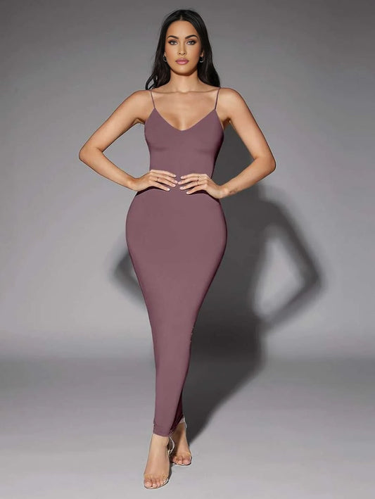 Solid Backless Bodycon Dress