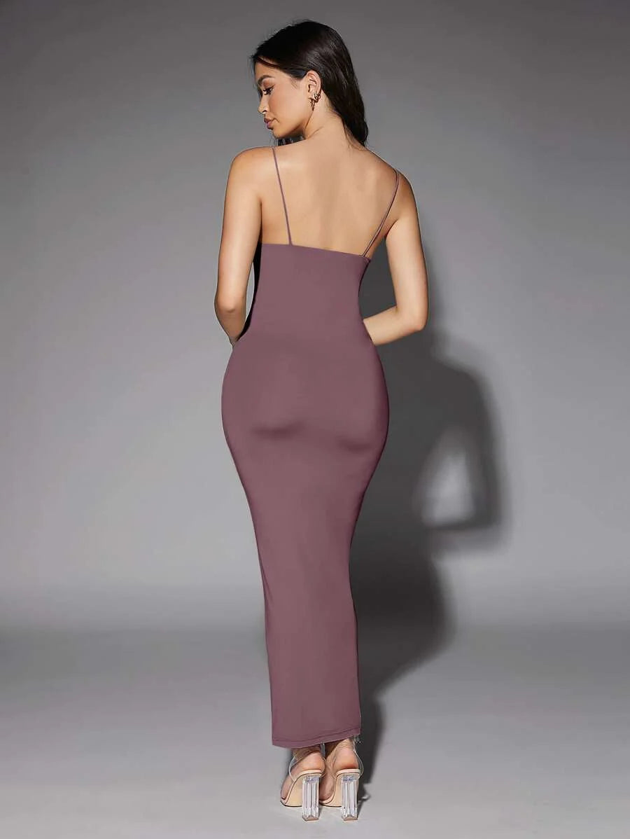 Solid Backless Bodycon Dress