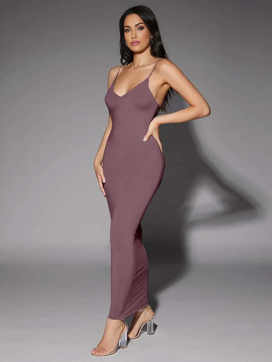 Solid Backless Bodycon Dress