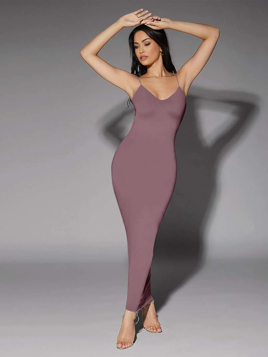Solid Backless Bodycon Dress