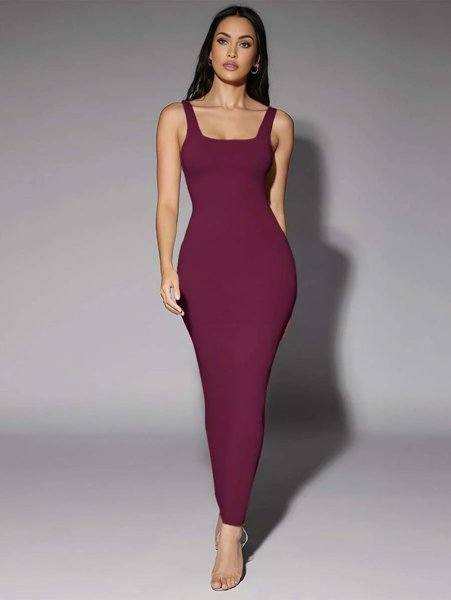 Solid Form Fitted Tank Dress