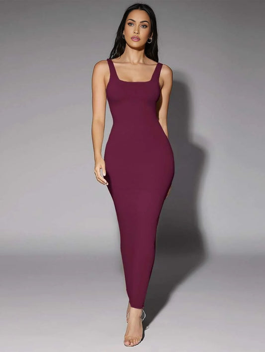 Solid Form Fitted Tank Dress