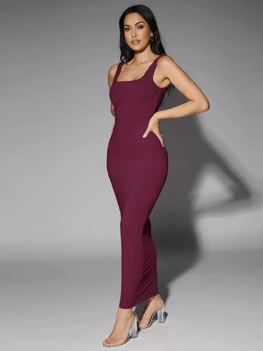 Solid Form Fitted Tank Dress