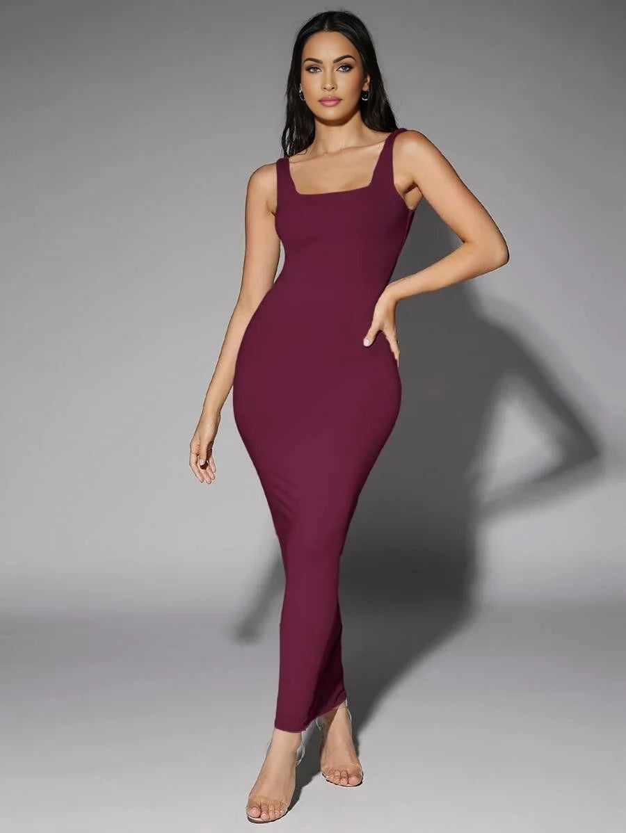 Solid Form Fitted Tank Dress