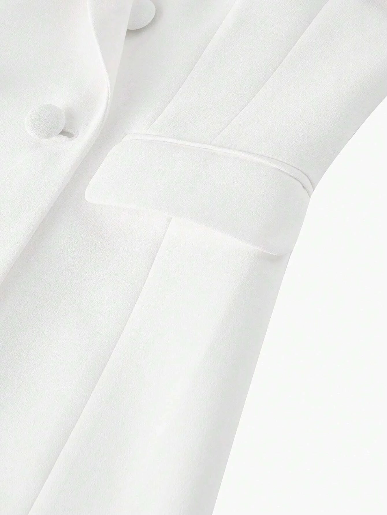 SOLID PEAK COLLAR CONTRAST FUZZY CUFF DOUBLE BREASTED PLACKET BLAZER