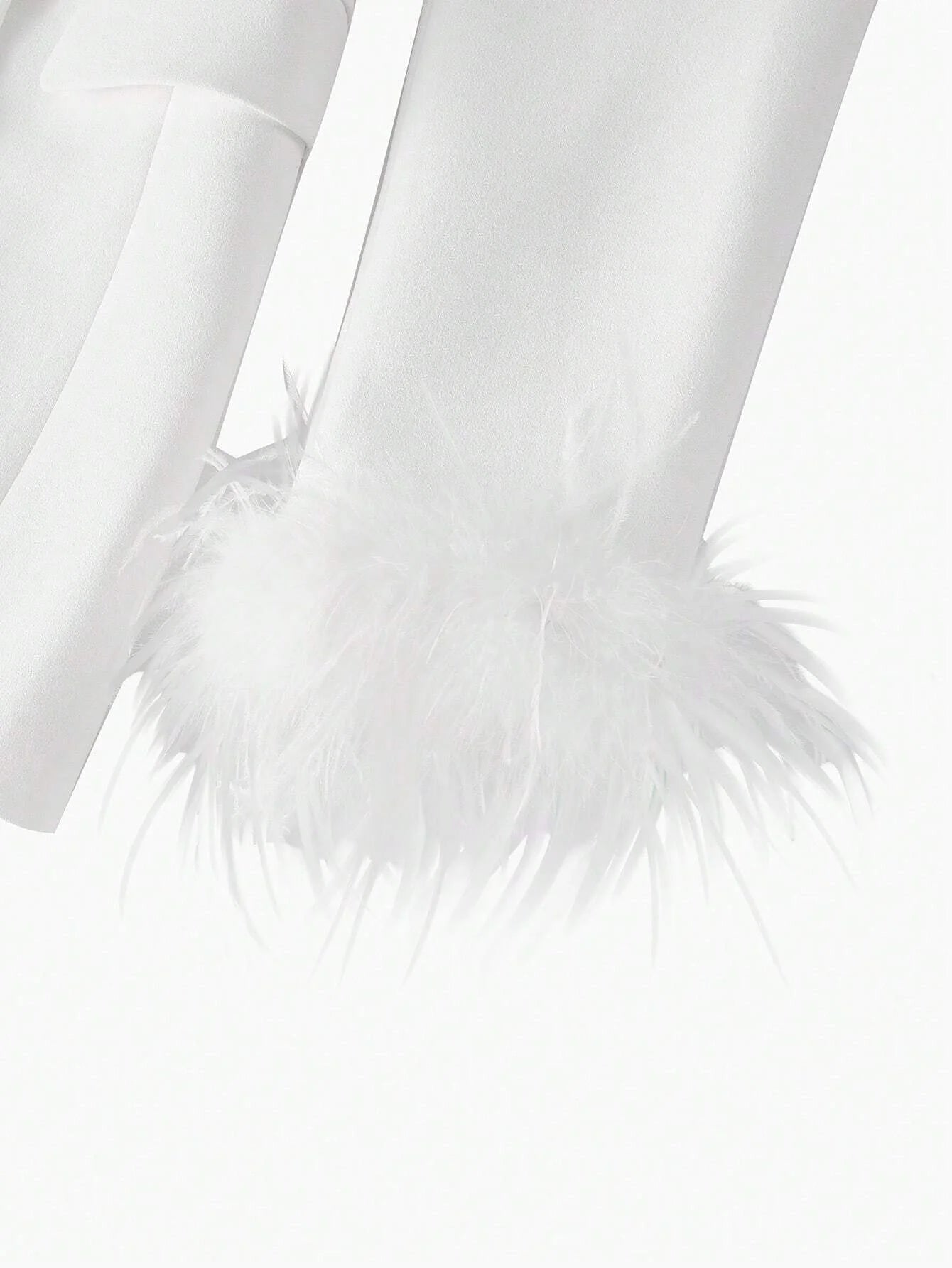 SOLID PEAK COLLAR CONTRAST FUZZY CUFF DOUBLE BREASTED PLACKET BLAZER