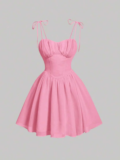 Solid Ruched Bust Cami Dress