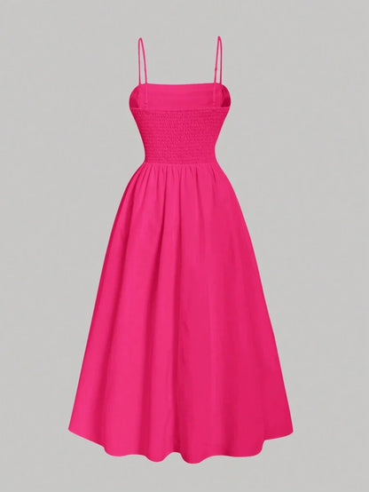 Solid Ruched Cami Dress