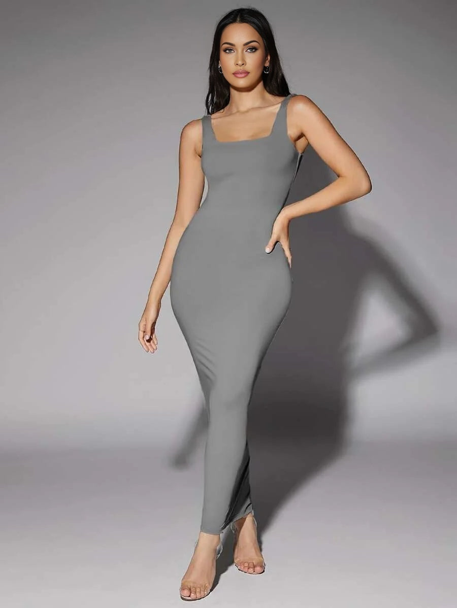 Solid Scoop Neck Tank Dress