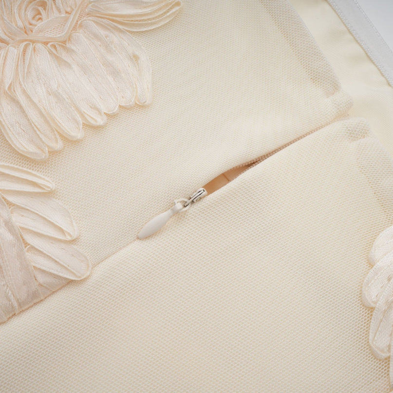 Sophia Apricot Floral Embroidered Off-shoulder Gown