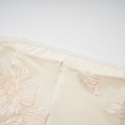 Sophia Apricot Floral Embroidered Off-shoulder Gown