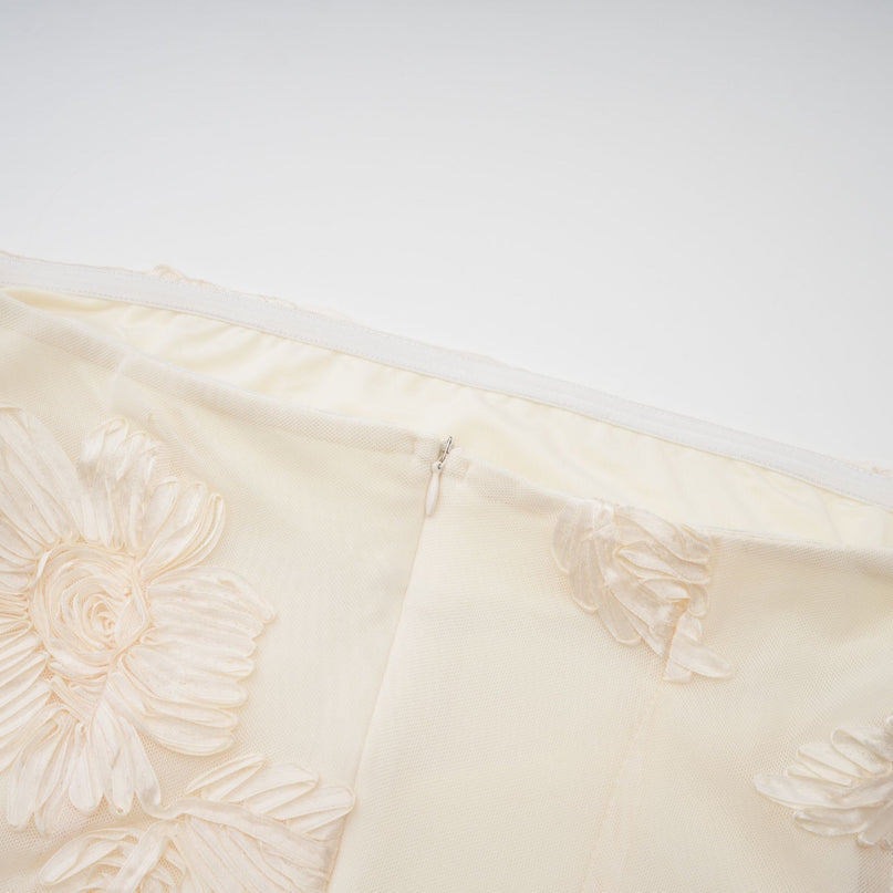 Sophia Apricot Floral Embroidered Off-shoulder Gown